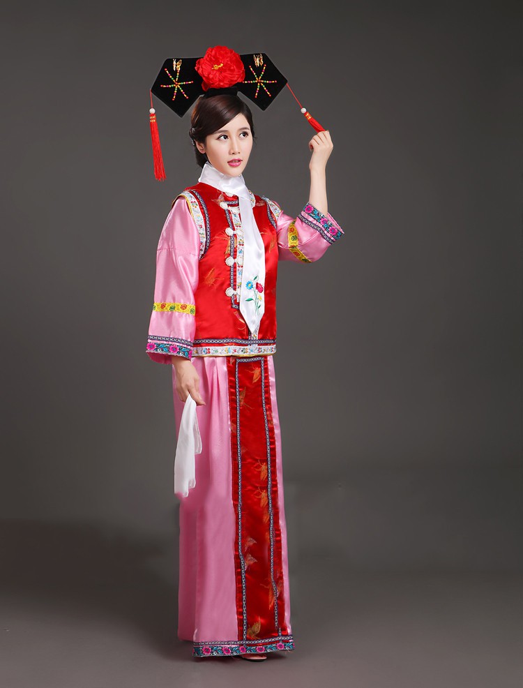 伊必圣 清朝服装女宫廷古装还珠格格甄嬛传宫表演服满族旗服演出服 玫