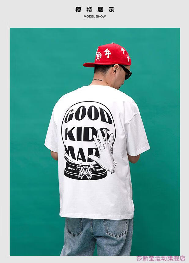 fff马思唯afgk联名水晶球印花短袖t恤男2022潮牌美式嘻哈街头 白色