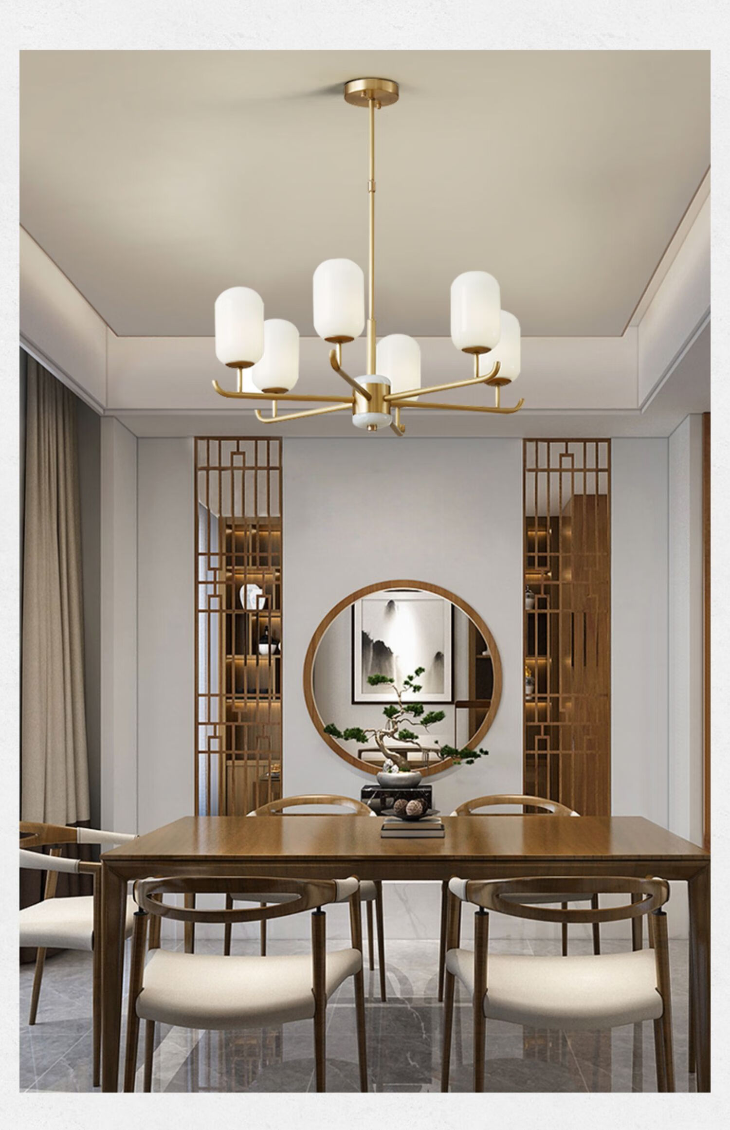 吉妍现代新中式玻璃全铜轻奢客厅吊灯创意现代简约餐厅卧室灯前台吧台