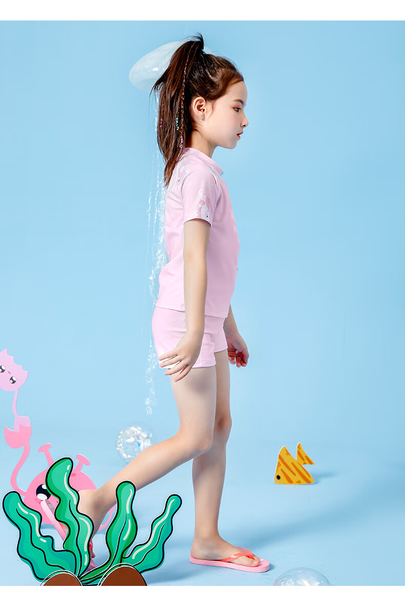 361度儿童分体泳衣女中大童游泳衣韩国女孩可爱公主宝宝防晒泳装淡