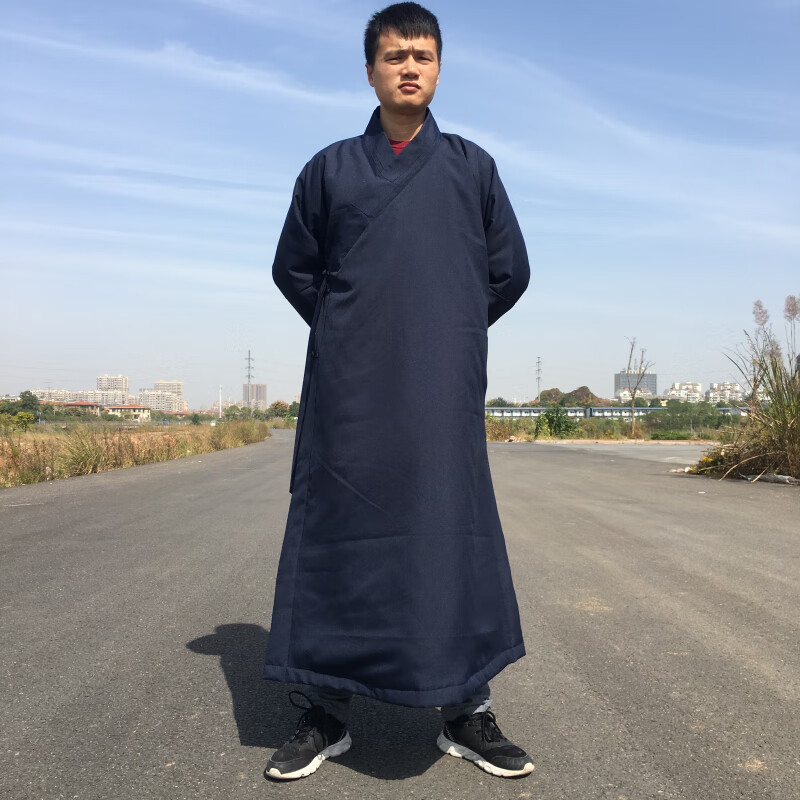 道服居士服长袍套装法衣道士用品衣服道袍薄款长袍斜襟长褂袜子布鞋