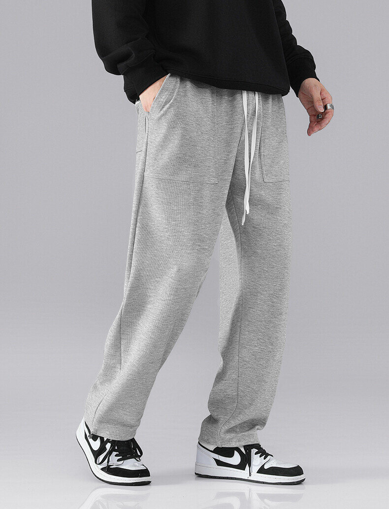 a运动裤宽松休闲九分裤男青年百搭直筒长裤情侣束脚九分裤浅灰色m