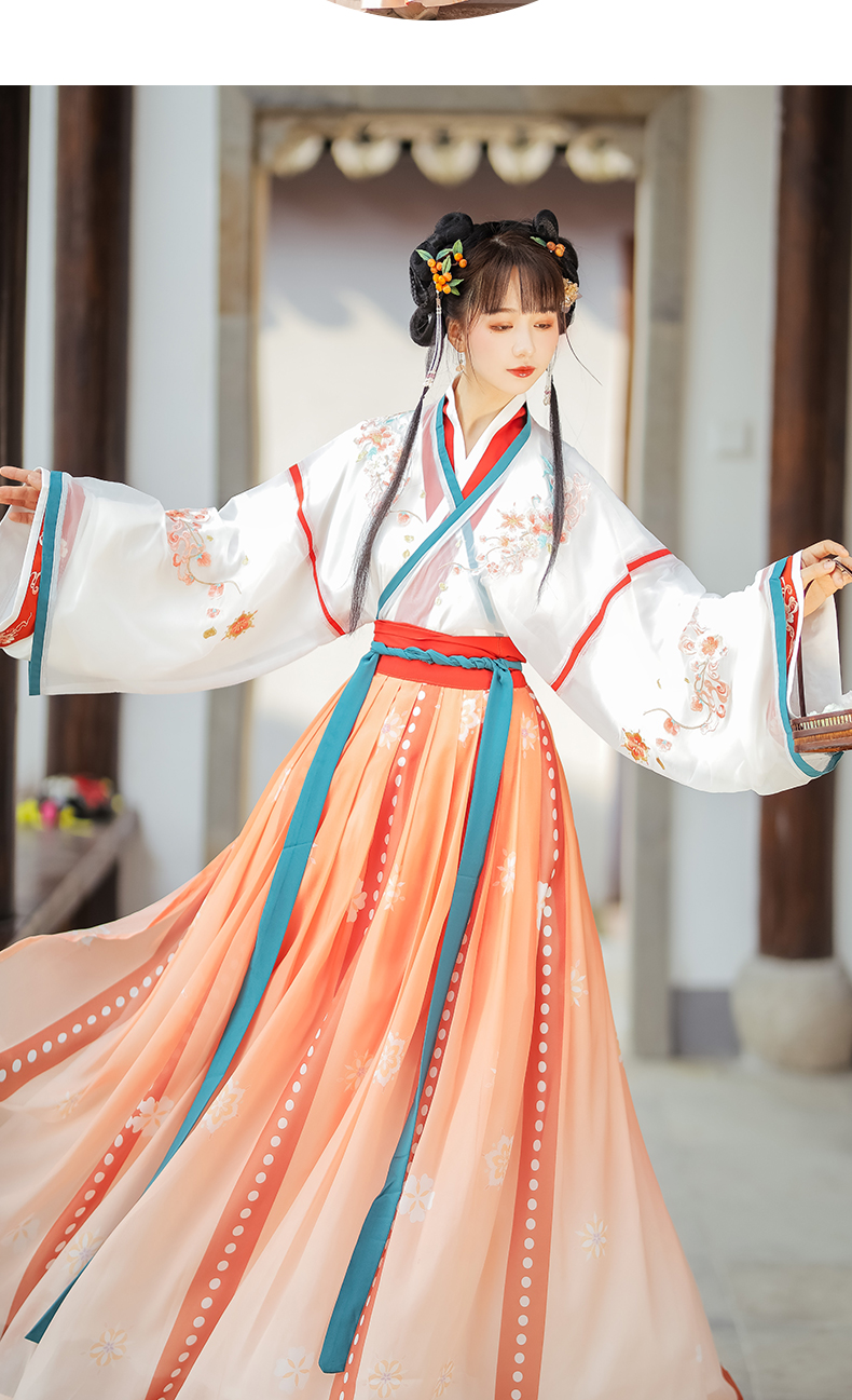 花梦瑶汉服女古装正品原创中国风晋制交领齐腰褶裙魏晋风古风日常秋装