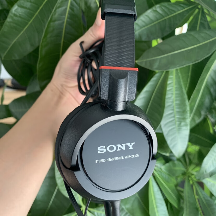 索尼mdr-zx100耳机 重低音音乐网课手机电脑耳机头戴式 红色【图片