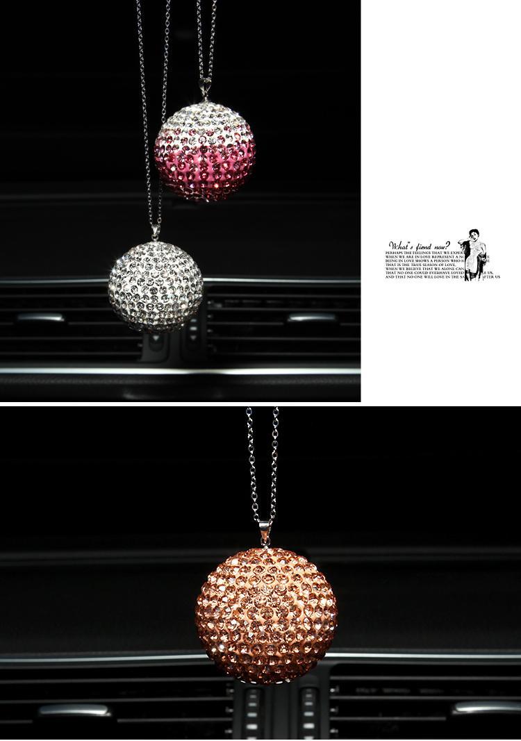 汽车挂饰水晶圆球镶钻水晶吊坠女生车内装饰用品满天星水晶球挂件