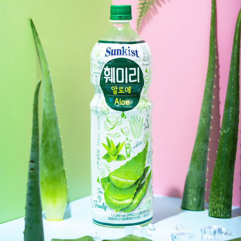 韩国原装进口网红饮料果肉果粒饮品橙子芒果芦荟苹果汁1500ml 一大瓶
