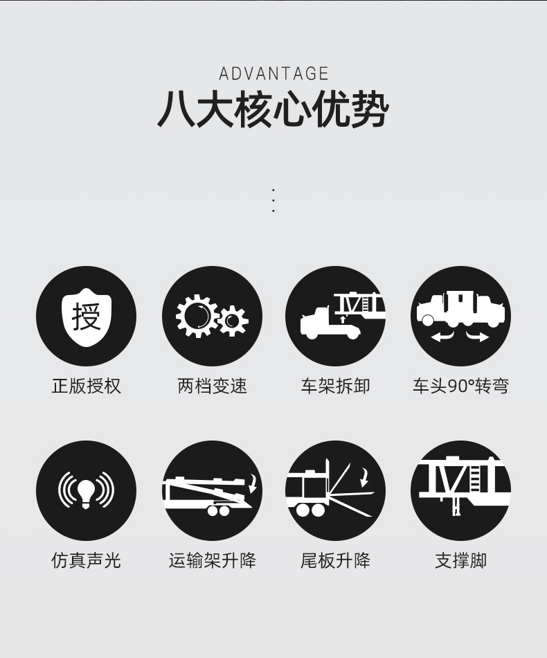 双鹰玩具超大号无线遥控汽车运输车牵引半挂车平板拖车男孩子模型mack