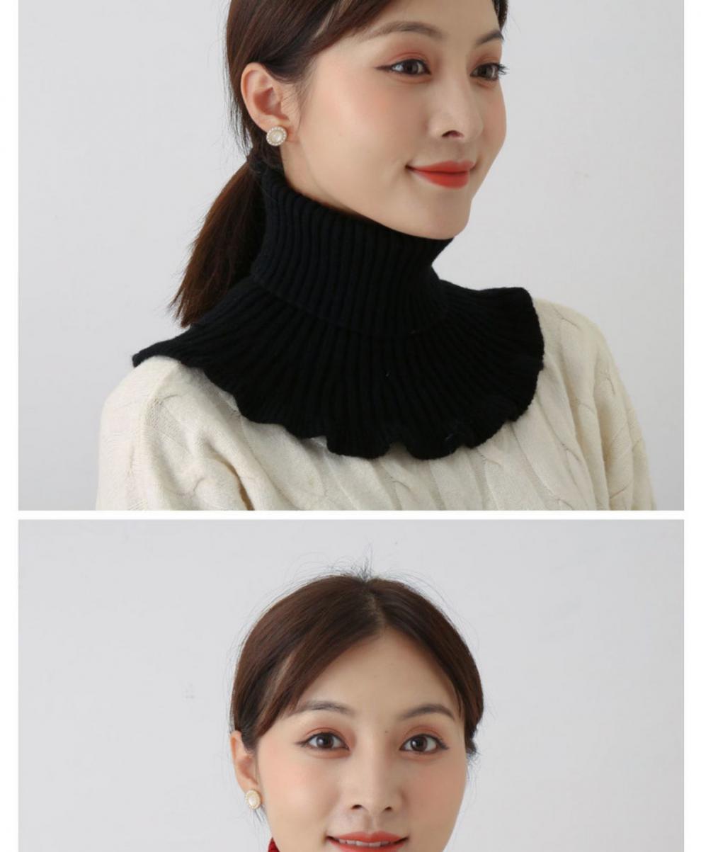 套头围脖女秋冬新品百搭保暖护颈椎纯色弹力针织假领毛线高领脖套红色