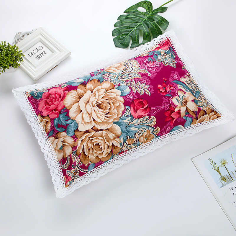 花仟陌纯棉老粗布花边枕套一对一只成人青年学生儿童幼儿园宝宝宿舍