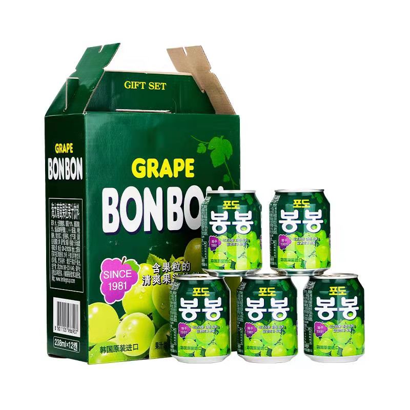 韩国原装网红饮料整箱海太葡萄果汁果肉粒238mlx12罐颂礼礼盒 海太