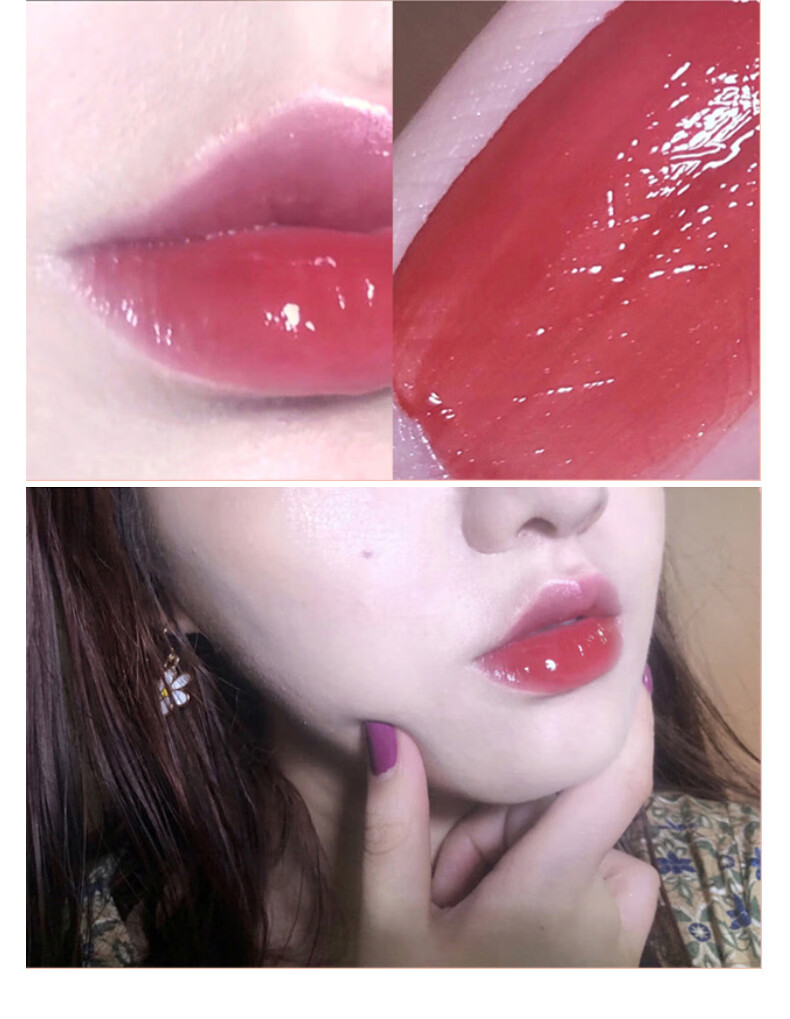 黑兔桃桃镜面唇釉桃桃镜光水光学生款哑光奶茶色口红编织08莓果色