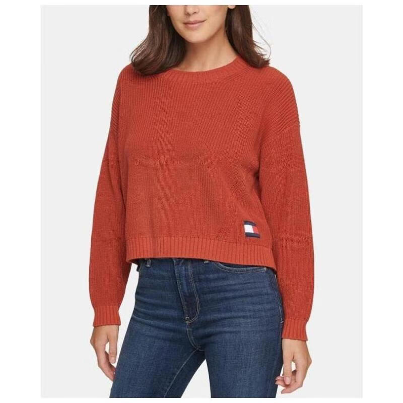 tommy hilfiger汤米女毛衣针织衫套头圆领纯色宽松11326396bj