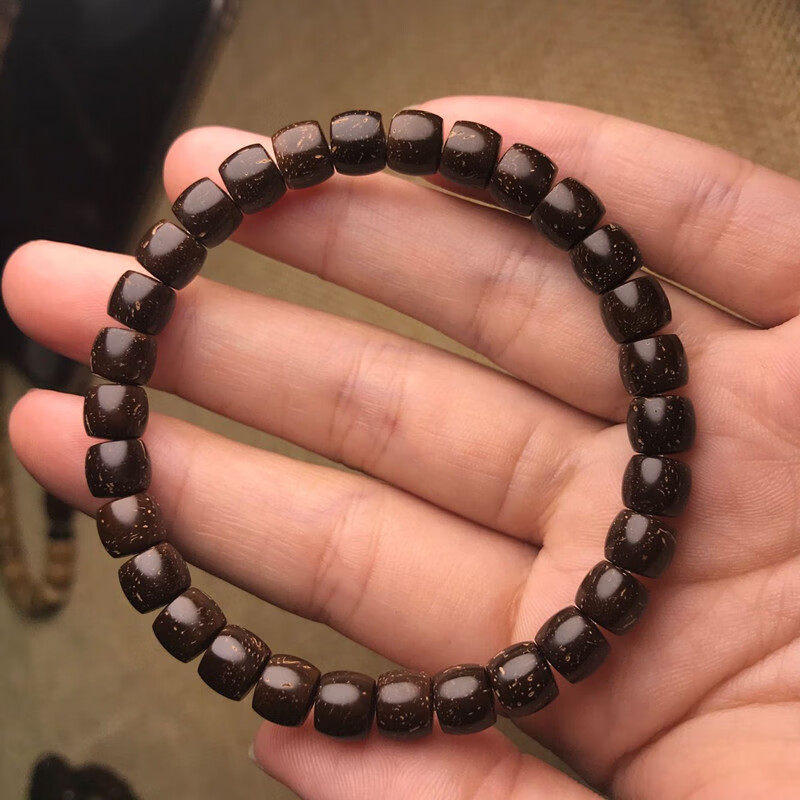 新款精品小串椰壳桶珠原色椰蒂单圈文玩佛珠手串素珠散珠菩提子9x8直