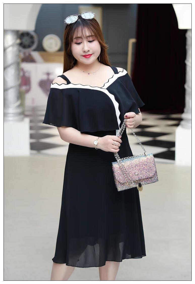 杨天真大码女装300斤特大码女装200斤韩版胖mm高腰a字气质显瘦连衣裙