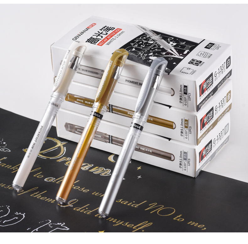 金万年 高光笔 白色金色银色 闪光笔加粗 签字笔水笔抄经笔描绘彩色