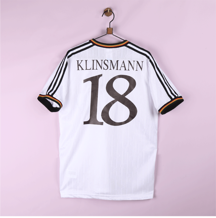 adidas德国队1996欧洲杯国家队球衣主场18号克林斯曼短袖足球服经典