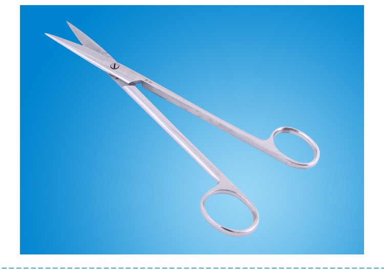 双鹿剪刀不锈钢绷带剪直尖弯尖拆线组织眼科手术剪刀圆头18cm直尖剪