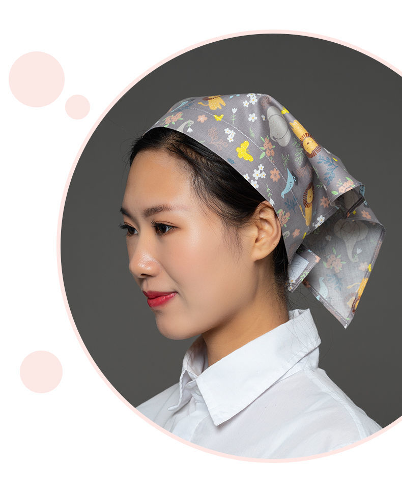 餐厅服务员带的头巾厨房可调节饭店餐厅工作女服务员甜美可爱火锅店