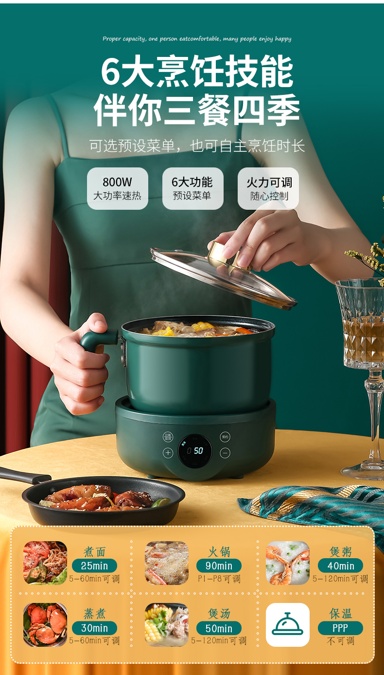 小熊bear同款多功能学生宿舍电煮锅分体式电锅寝室小型迷你泡面锅分离