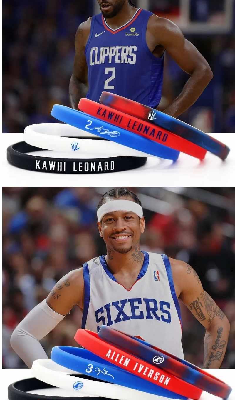 品岱nba篮球手环硅胶腕带詹姆斯科比库里欧文哈登字母哥细款手链男女