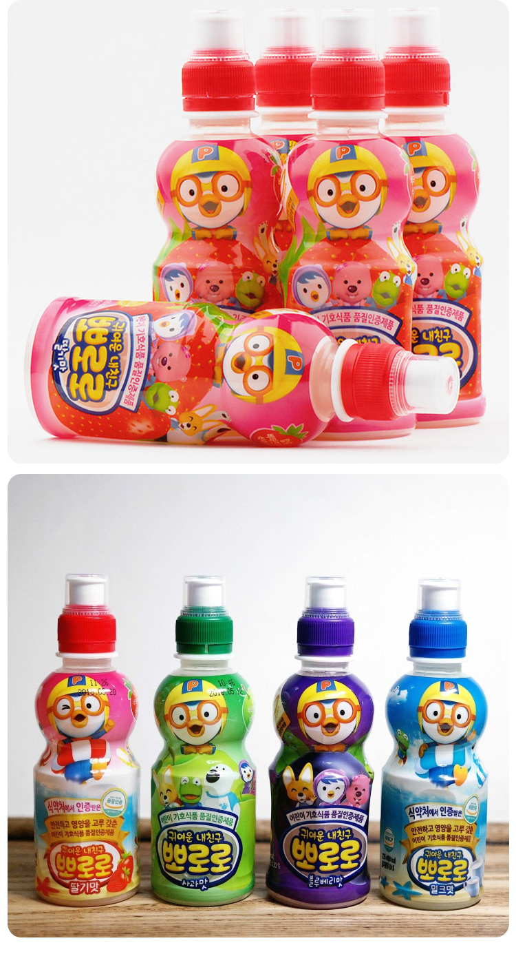 韩国pororo啵乐乐宝儿童饮料啵啵乐饮料果味饮料韩国食品美食 苹果味5