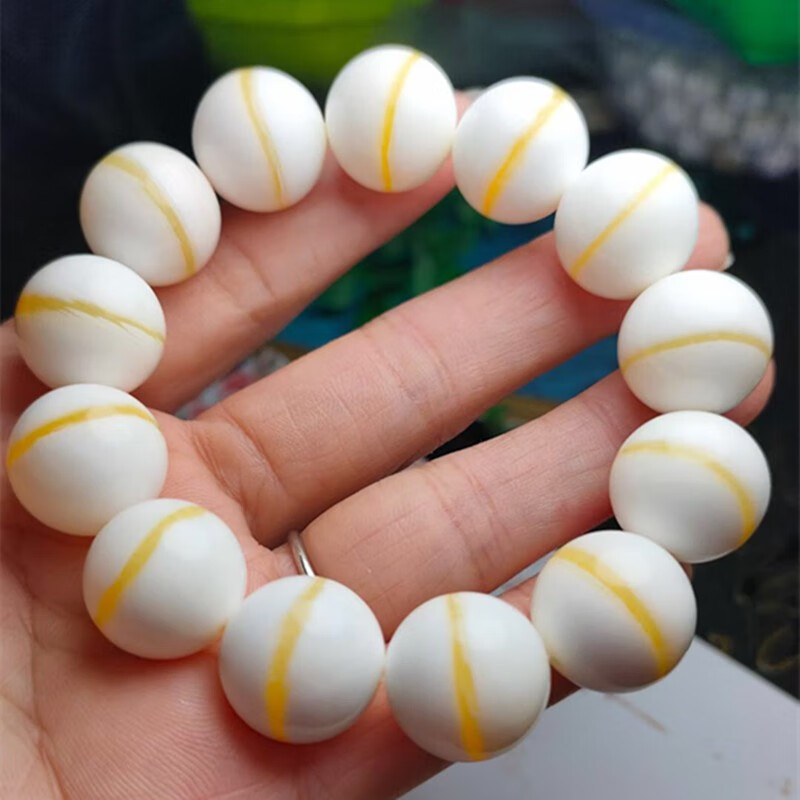 ruiyi太极金丝贝手串贝壳手链男女圆珠佛珠项链情侣款奶线16蕊意8mm22