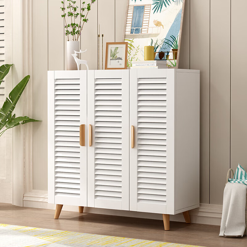 爱顺家 定制鞋柜百叶门简约现代客厅小户型家用门口收纳储物柜大容量