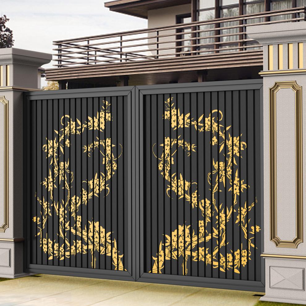 智家派 铝艺大门别墅庭院大门花园门乡村大门中式现代铝合金电动门