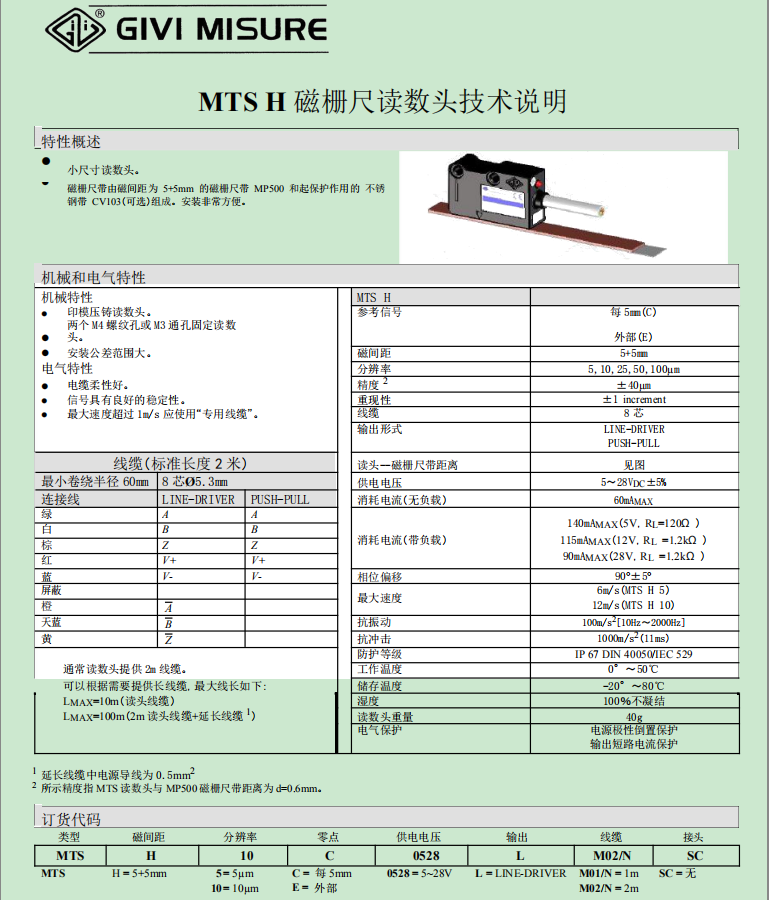 合沃(hewo)可用givi磁栅尺mts h100c f sp72磁读数头h10c m5c 伊之密