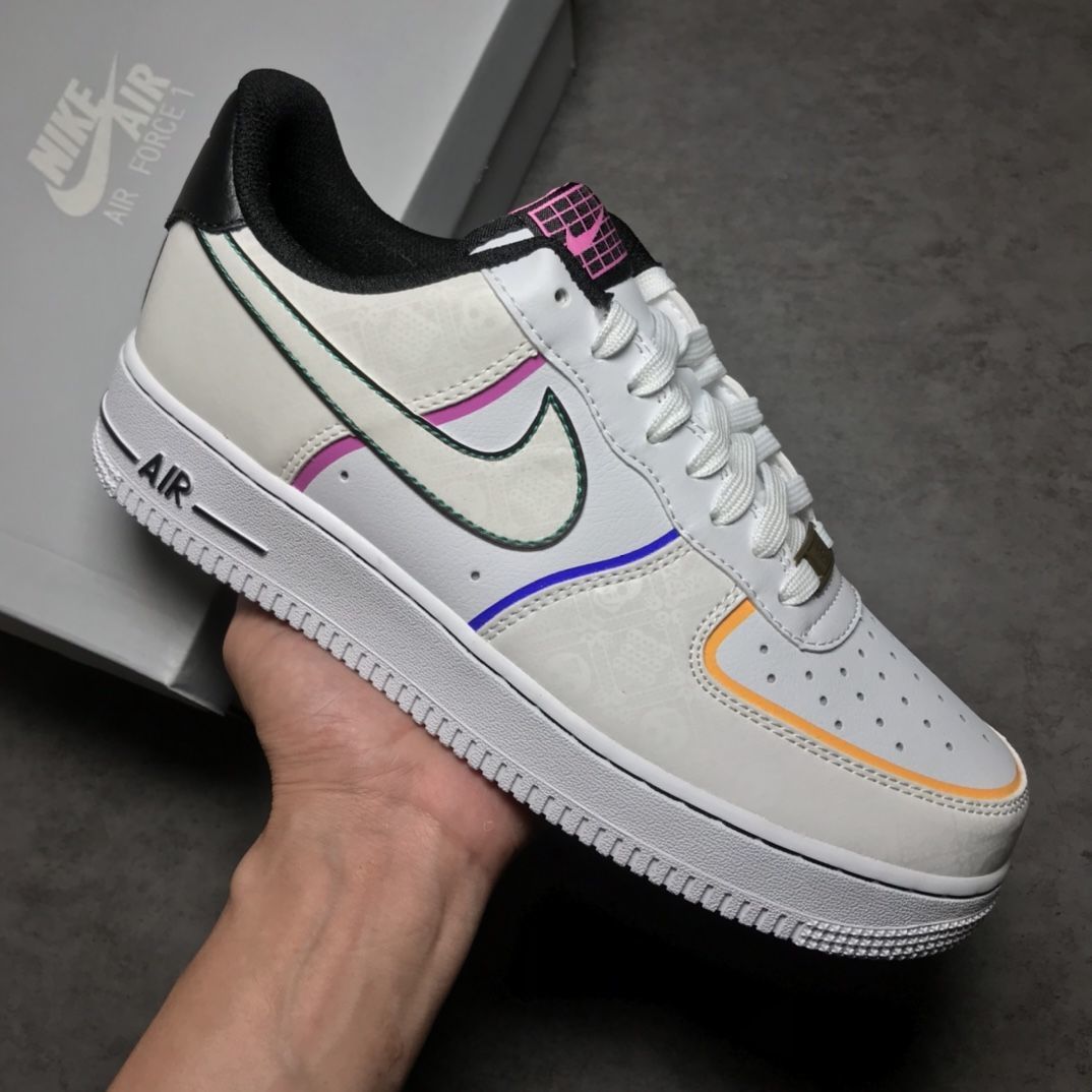 1亡灵节反光空军一号休闲运动低帮板鞋男女ct1138-100 白色 白色 37.