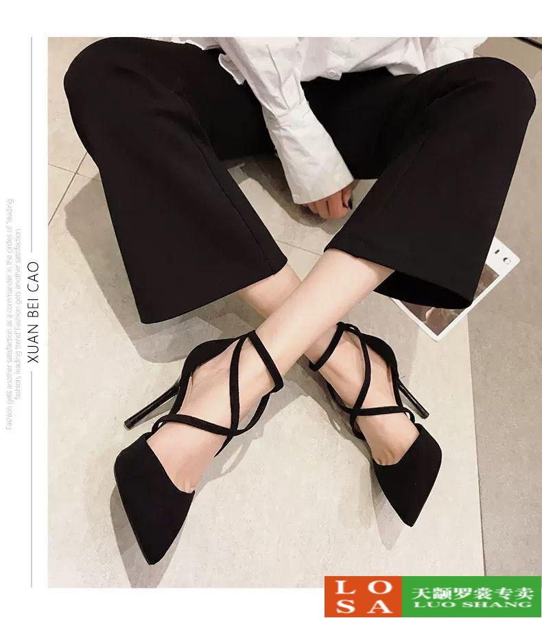 情趣高跟鞋床上免脱一次性sm睡觉性感绑带尖头女细跟春季百搭网红法式