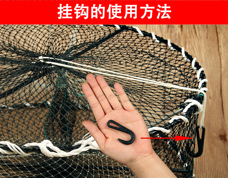 海边抓螃蟹神器的笼子工具圆形弹簧折叠螃蟹笼子海用笼网淡水大号10个