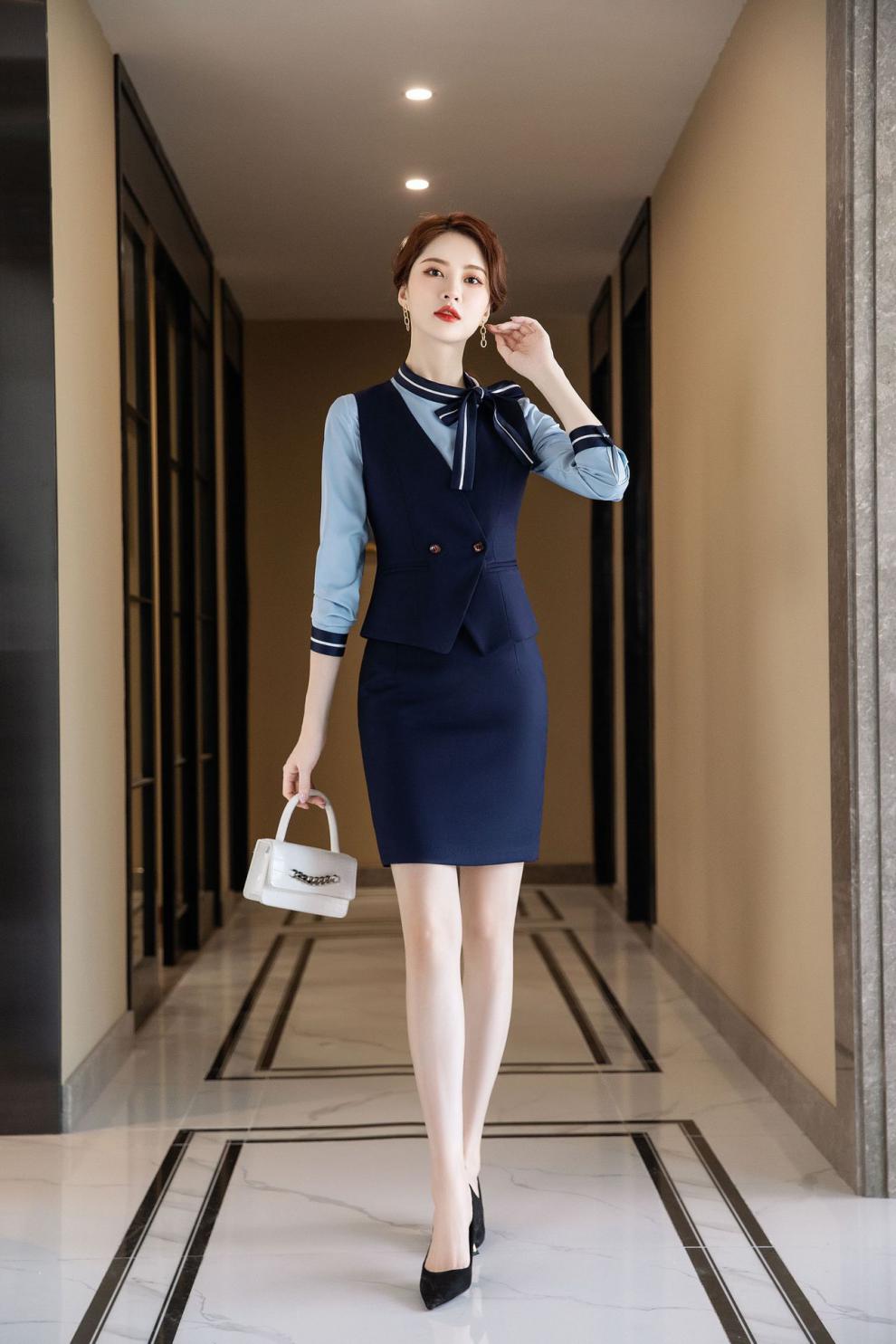 服春秋女士银行柜台马甲套装职业马甲正式装女外套面试销售ol工作服