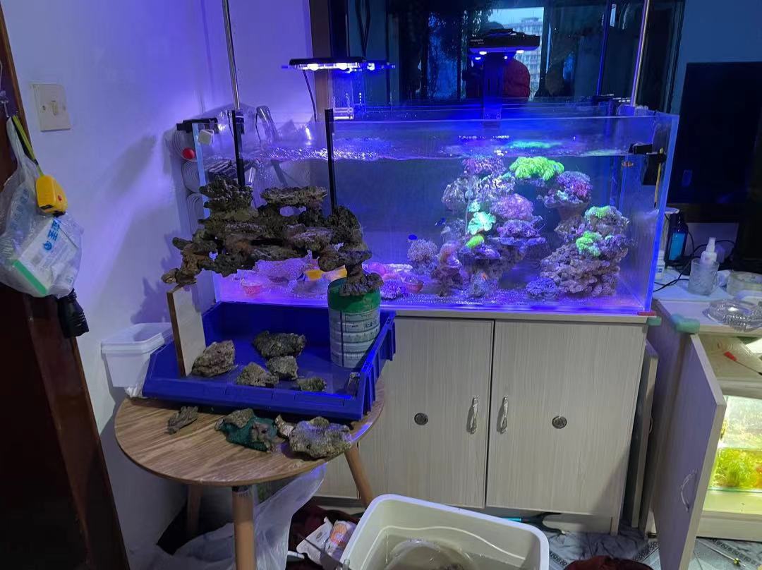 海水鱼缸悬浮造景支架珊瑚死石活石水族背滤背包鱼缸悬空亚克力 黑色