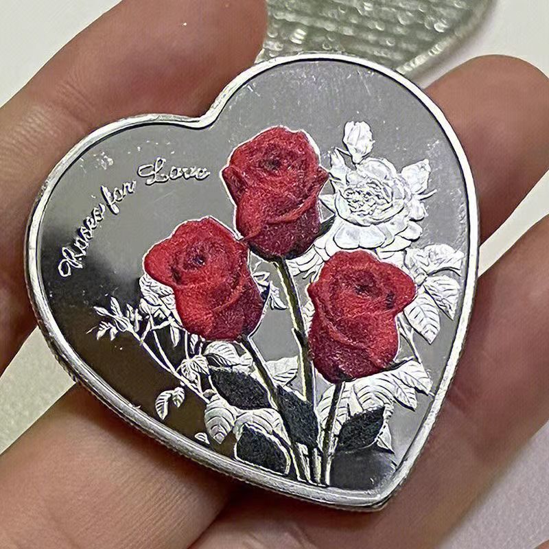 心形玫瑰纪念币中藏博物馆心形玫瑰爱情纪念币情人节七夕送女友礼物
