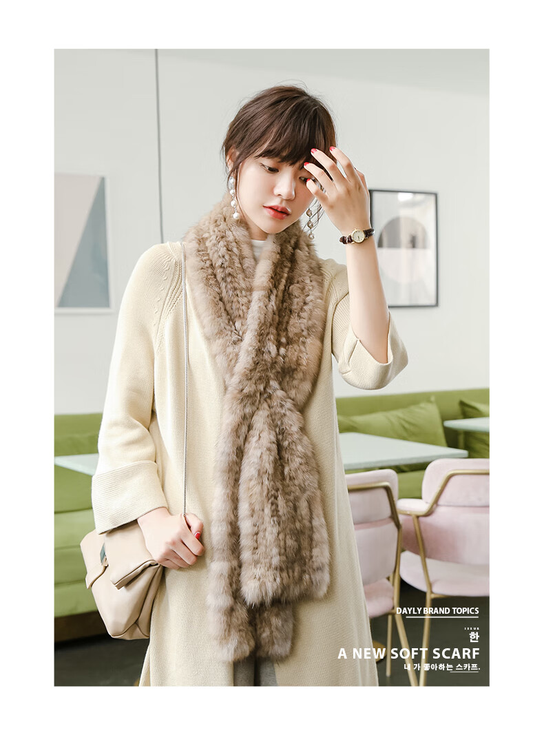 高端轻奢紫貂围巾貂毛编织水貂毛皮草围巾女冬季貂皮毛毛围巾皮毛围巾