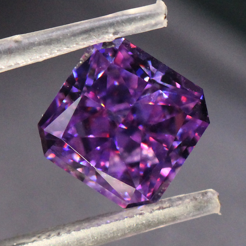 正方形雷迪恩冰花切工紫锂辉石紫色碧粉熔玺宝石裸石复古个性戒指戒面