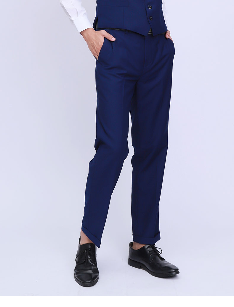 凯迪拉克4s店工作服夏季新款4s店工装宝蓝色西裤男士弹力修身免烫工装