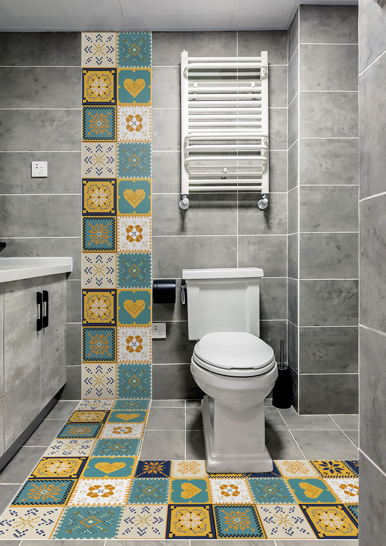 厨房地板贴阳台地贴瓷砖贴纸卫生间地面装饰花砖自贴壁纸自粘水ldc181