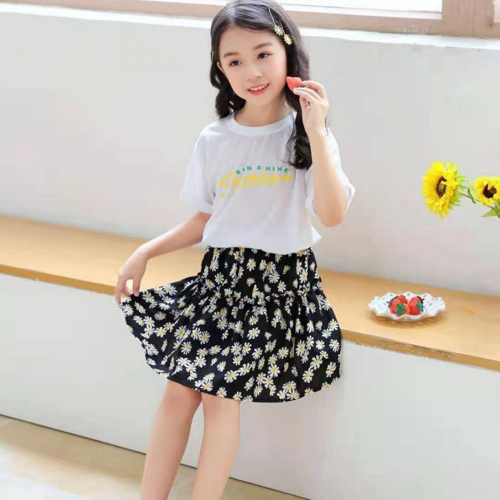 儿童短裙 半身裙女童短裙雪纺夏季薄款夏天小孩a字儿童小中大童碎花