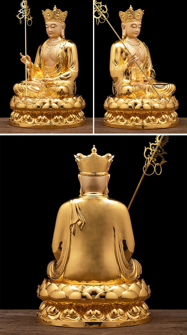 中秋节贺礼坐娑婆三圣佛像纯铜贴金身释迦牟尼地藏王观音菩萨弥勒佛