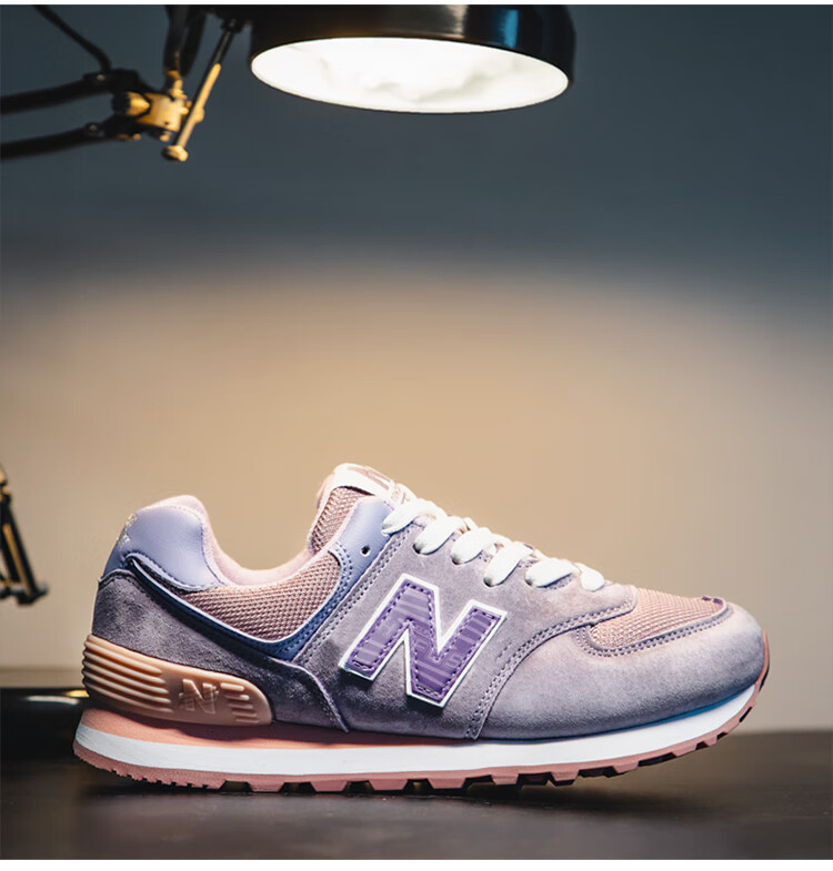 新款n字男鞋复古真皮574跑步鞋潮春秋新百伦酷跑步鞋子nb男鞋 海军蓝