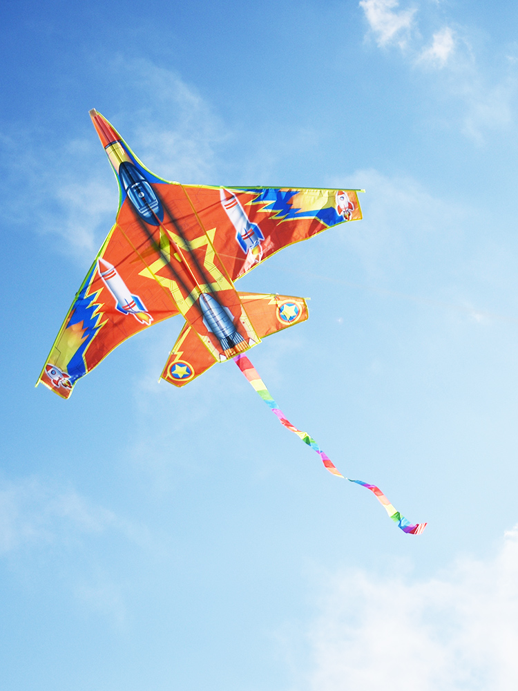 闪电飞机风筝儿童风筝潍坊风筝小飞机长尾飞机风筝2021新款蓝闪电飞机