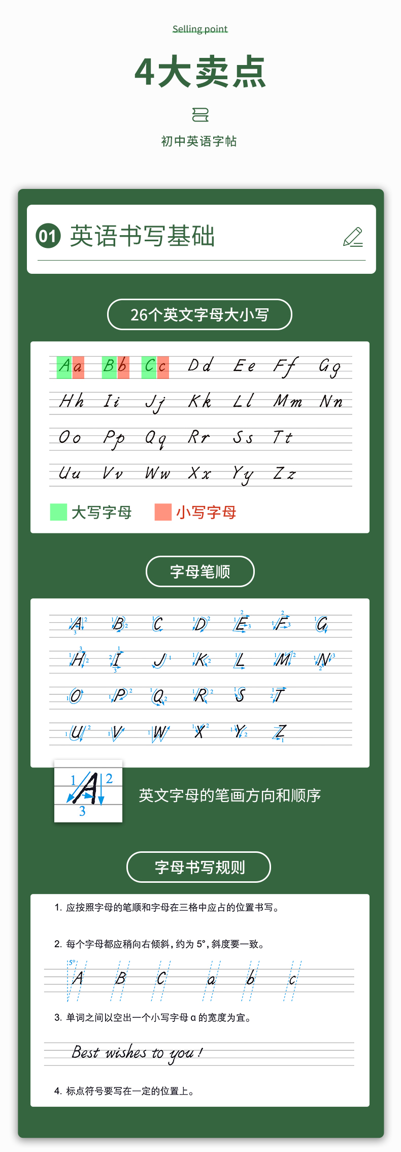 《墨点英语字帖意大利斜体练字大学生考研高中生高考初中生中考英语