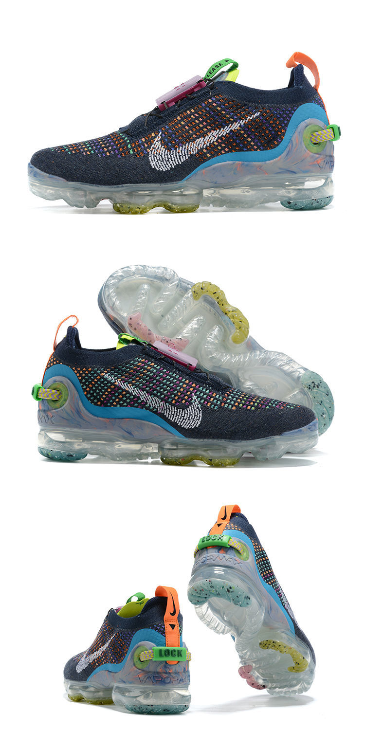 airvapormax2020fk飞线彩虹编织大气垫透气男鞋子运动 21全黑 44