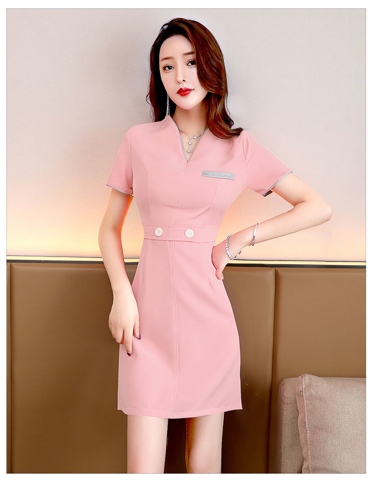 足浴技师工作服美容师工作服女养生馆美容院连衣裙气质足浴足疗店技师