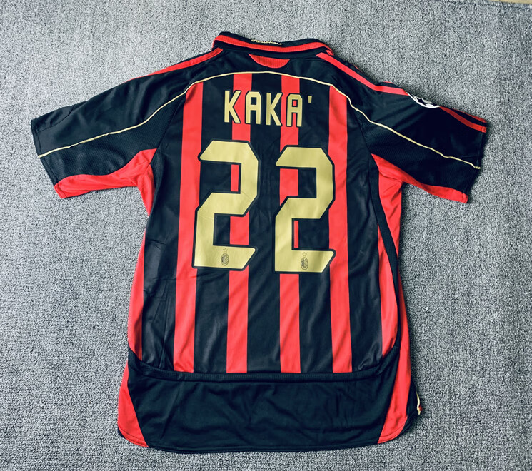 0607ac米兰复古球衣 主场短 22卡卡马尔蒂尼舍甫足球服队服 短袖单