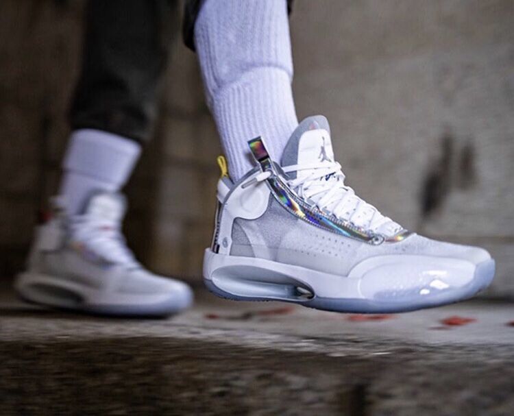 乔34代篮球鞋aj34冰蓝糖果白镭射巴黎全明星气垫战靴乔34巴黎36