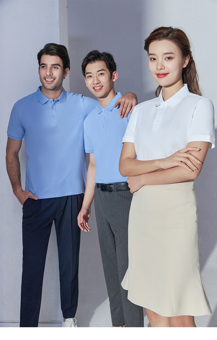 定制体恤短袖polo衫印字企业工衣团队工作服文化衫定制刺绣logo 白色 