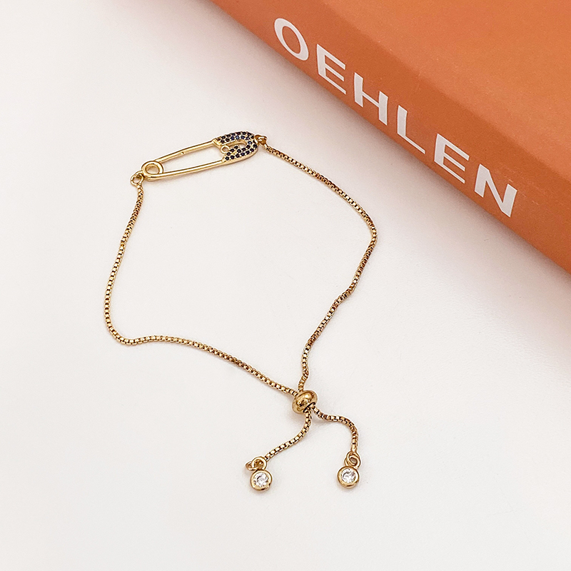 ck精致锆石别针手链in潮韩国简约个性复古闺蜜学生森系手饰手镯女生日